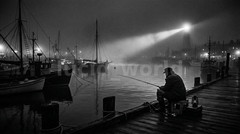 Lighthouse Foggy Harbor Digital Print Fisherman Boat Nautical Wall Art Printable