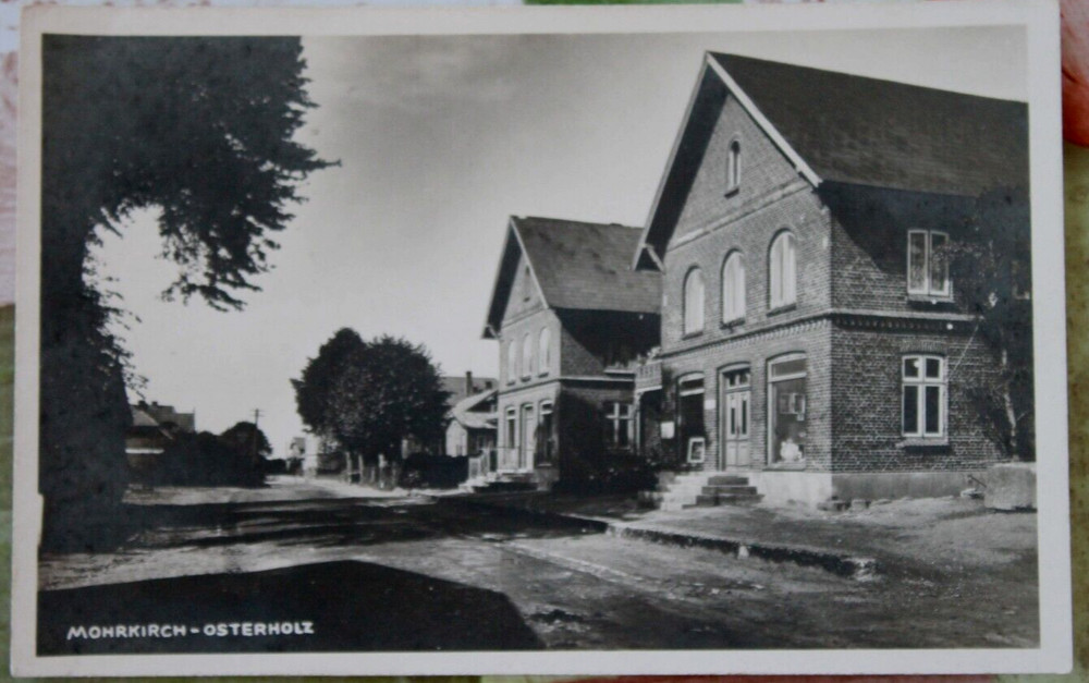 Photo postcard Mohrkirch Osterholz Dorfstrasse shop around 1935 I3