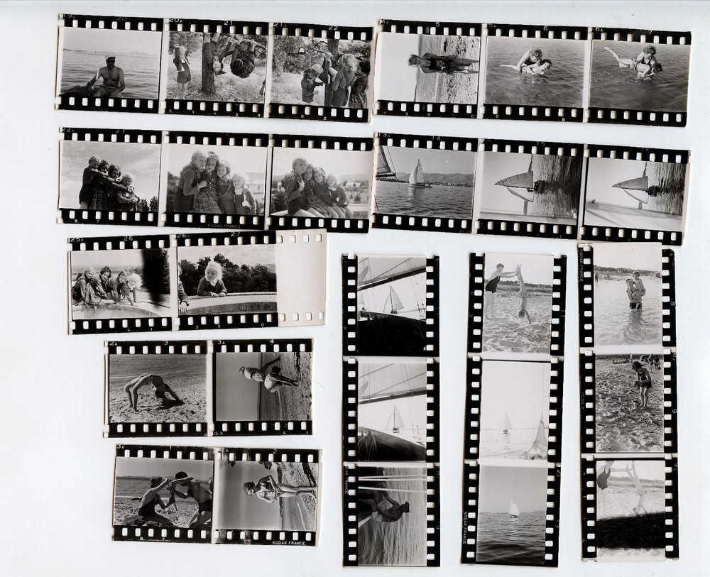 Family Holiday Beach Sailboat – 27 Negatives Photo 35mm 1952 + Contact Prints