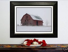 RUSTIC OLD BARN PRINT Striking Winter Scene 16×20