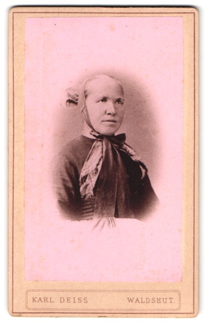 Photograph Karl Deiss, Waldshut, Bahnhof-Straße, middle-class woman with headscarf