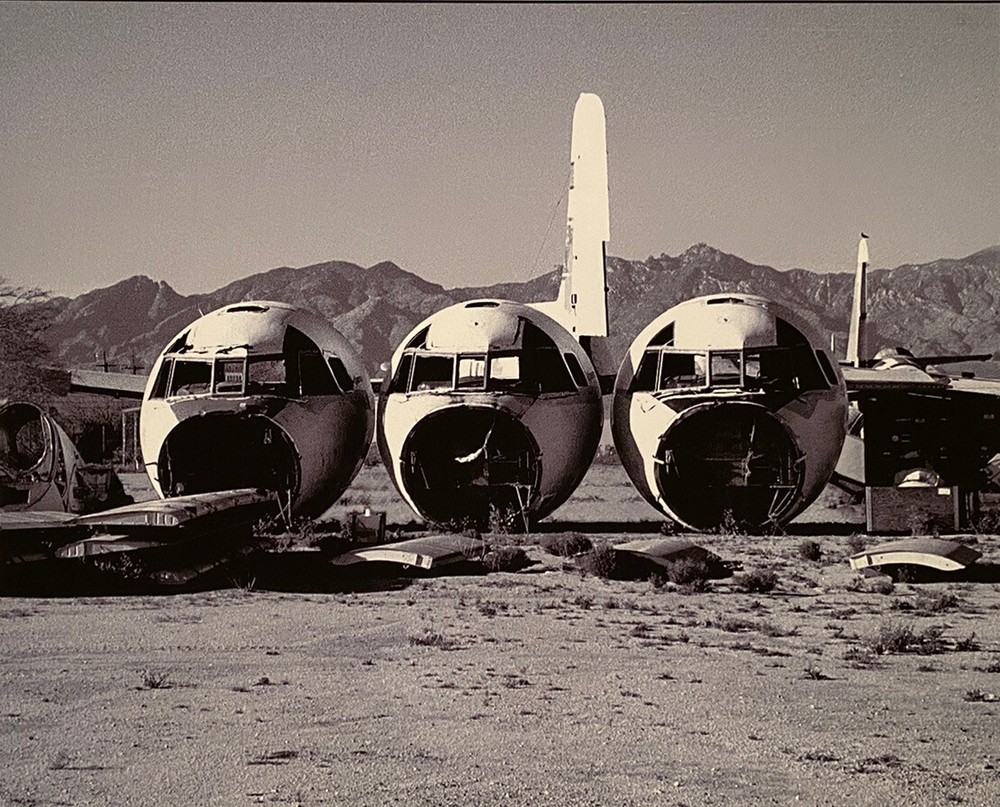 VINTAGE AIRCRAFT /AIRPLANE SALVAGE SCRAPYARD SURREAL LANDSCAPE PHOTOGRAPH