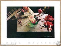 Magnolias Piano Flute Still Life by Paul Calabro 1982 Signed Photo Lithograph
