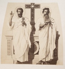 Photo Albumin Fresco Of The Dome Of The Saint Augustine Church 21X21cm 1860
