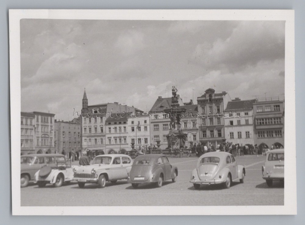 Budweis České Budějovice Bohemia Czech Republic 1969 – Town Square Cars – Old Photo