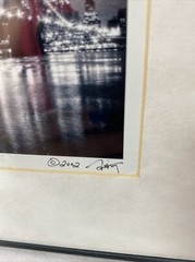 Brooklyn Bridge W/ Twin Towers At Night, Black & White Picture Signed 2002