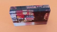 Glass Block with Photo Piccadilly Circus London, Glass L9 x W6 cm, 1980-1990