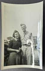 Vintage 1938 – 1942 Lot of 3 Black & White Photos Couple, A Guy & Lady on a Log