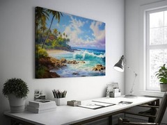 Hawaii Beach Ocean Painting, Hawaii Watercolor Painting Kauai Maui Honolulu Art