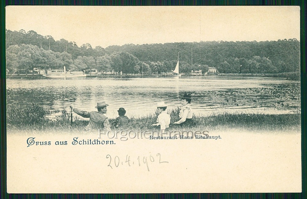 Postcard greeting from Schildhorn restaurant Hans Ritzhaupt Brandenburg 1902