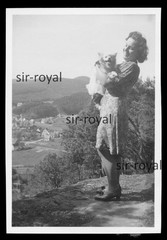 Dahn 1942 – Woman with Pointed Dog Outside Town – 1940s – Photo 6x9cm