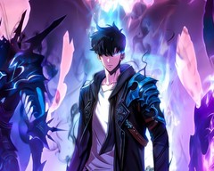 Solo Leveling Anime Sun Jinwoo and Shadow Monarch Metal Sign Wall Art 10″ x 14″