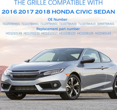 Front Bumper Cover Kit Compatible with 2016 2017 2018 Honda Civic Sedan, with Up
