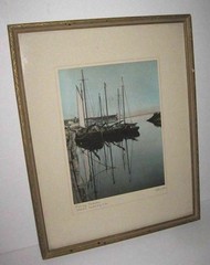 N Sydney Nova Scotia Cape Breton Canada «Fishing Smacks» Hand Colored Photo Rice