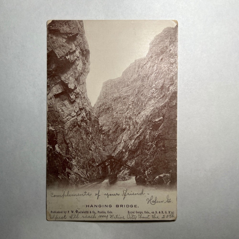 1905 ATQ RPPC Hanging Bridge Royal Gorge Colorado D&RG Railway Real Photo US VTG