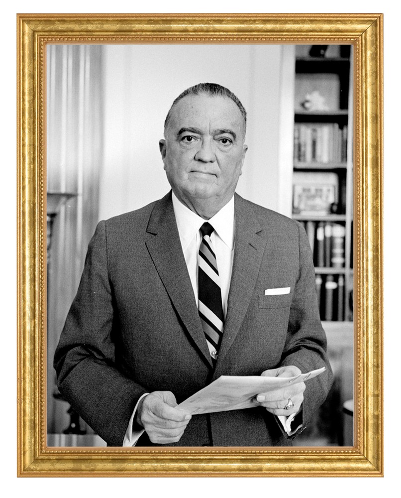 John Edgar Hoover Photograph in a Aged Gold Frame
