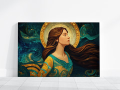 Mosaic Woman Wall Art, Feminine Fantasy Mermaid Portrait, Bohemian Wall Decor