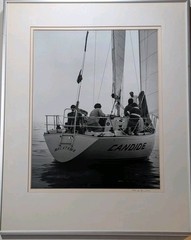 Framed Signed 1980 B&W Sailboat Photo Macatawa Holland MI Lake Michigan Art