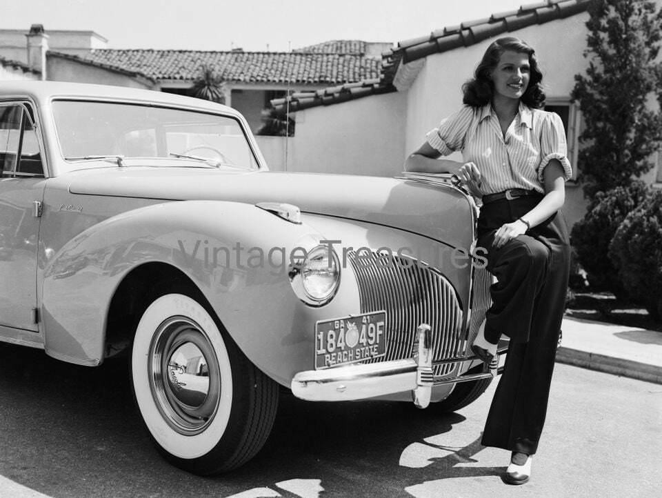 Rita Hayworth Poses with Her Lincoln Continental, 1941 Photo Print Poster