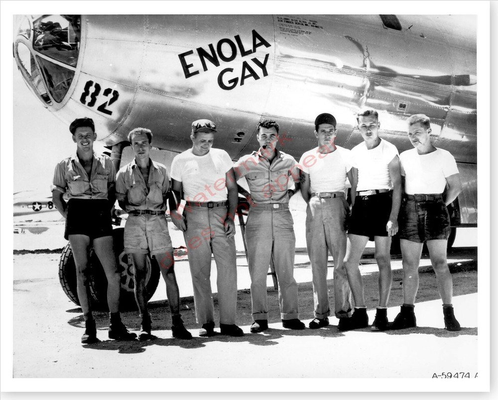 WWII Silver Halide Photo B-29 Hiroshima Enola Gay Ground Crew Free Shipping