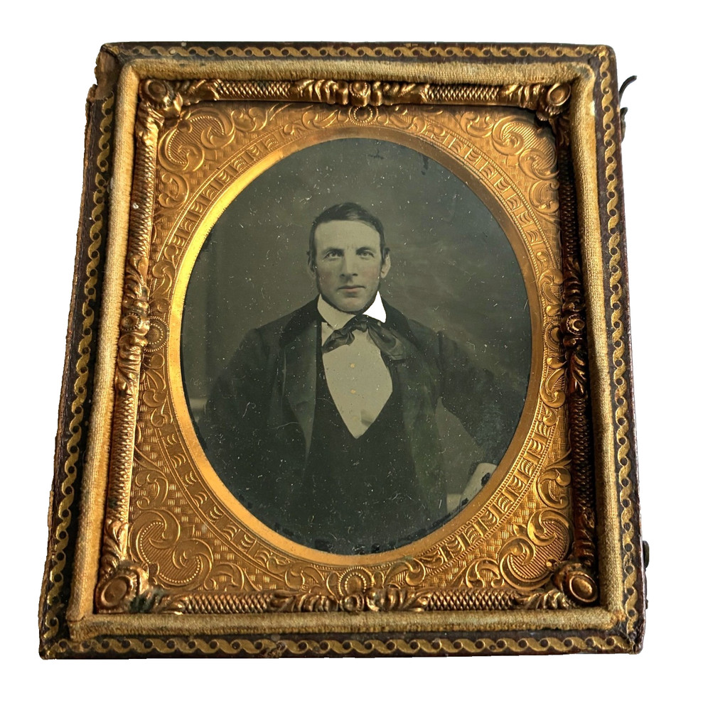Ambrotype 1/6 Plate Circa 1860, Portrait of a Young Man, Photo