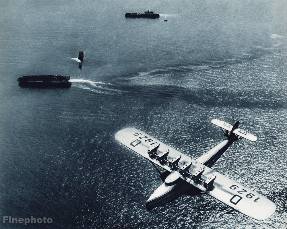 1931 Vintage 11×14 AVIATION AIRPLANE Aerial Dornier Do X Biplane Ocean Photo Art