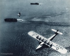 1931 Vintage 11×14 AVIATION AIRPLANE Aerial Dornier Do X Biplane Ocean Photo Art
