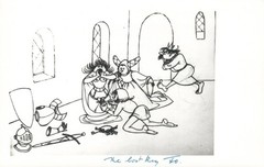 1964 RARE John Olday Real Photo SIGNED Satirical Cartoon The Lost Key POSTCARD