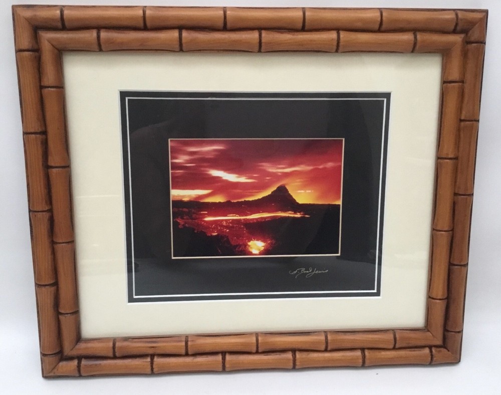 G Brad Lewis Lava Flow Signed Framed Photograph Hawaii Volcano