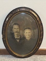 Cindy Cash Owned | Antique Oval Bubble Glass Portrait of Branson Family 16 x 26″