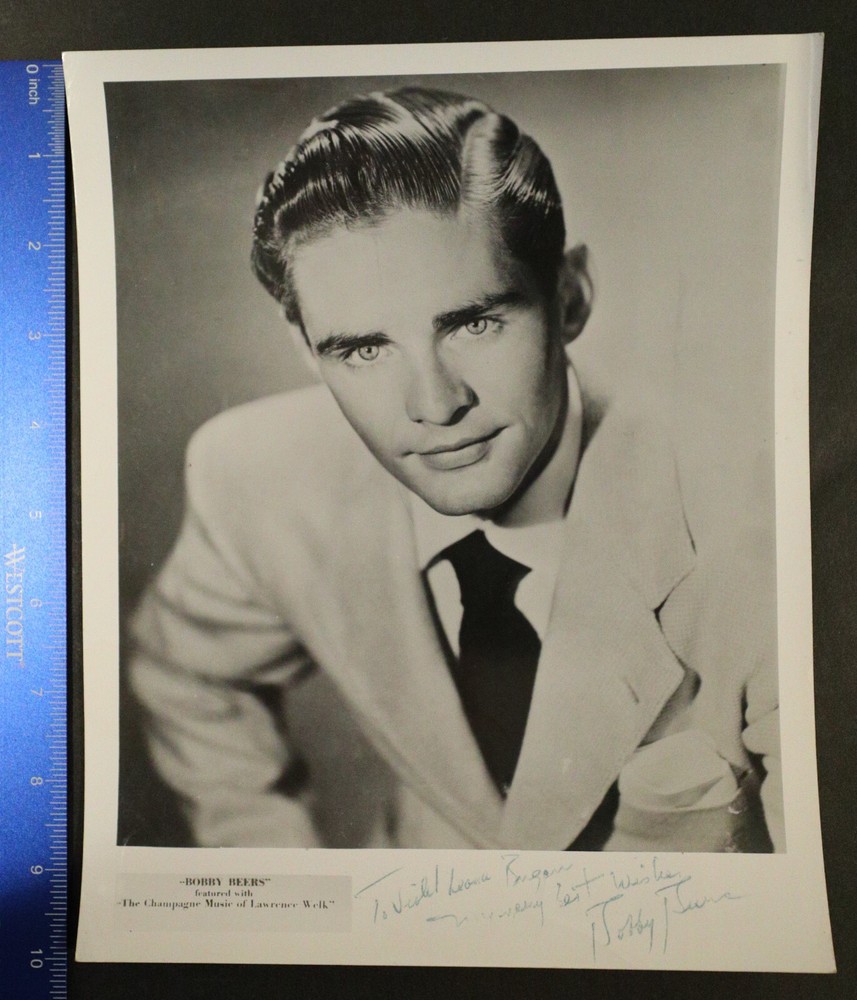 Vintage Bobby Beers publicity photo, signed, black and white, 8×10,