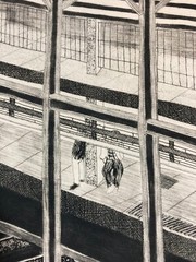 LEONARD SUSSMAN Signed NEW YORK CITY SUBWAY 1977 GELATIN SILVER PRINT & ETCHING