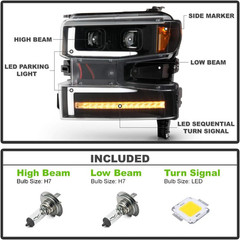 – for [Halogen Model] 2019-2021 Chevy Silverado 1500 Black LED Tube Sequential S