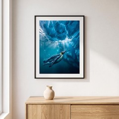 Penguin Under Ice Photo Print 8×10 Luster Wall Art Antarctic Underwater Decor