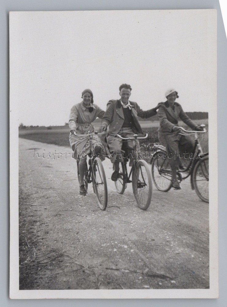 Woman and Man on Bike Ride – Vintage Photo 1930s