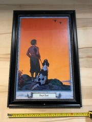 Day End Print Child with Dog Picture Framed Glass 14″ x 21″ (13)