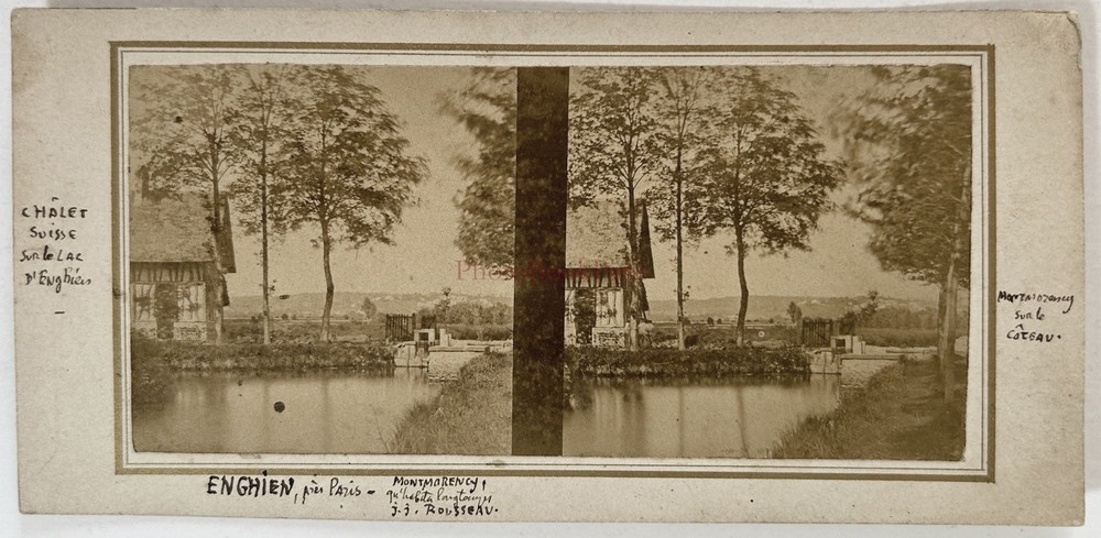 France Enghien-Les-Bains Montmorency c1858 Photo Stereo Vintage