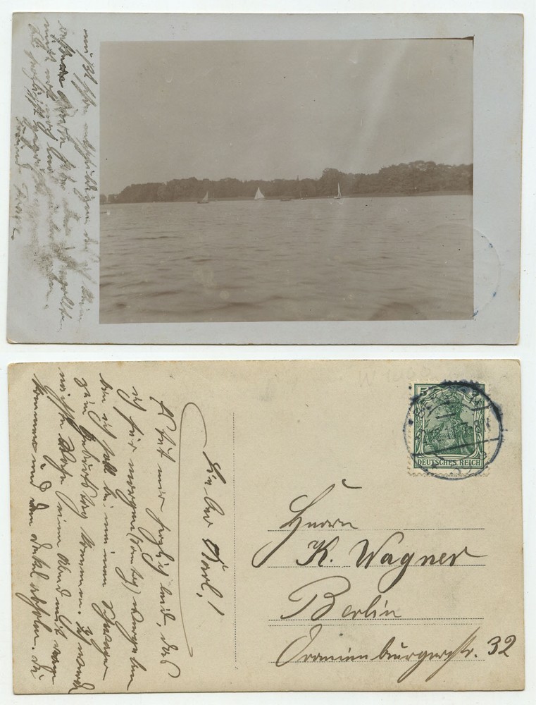 02863 – Photo of Lake with Sailboats as Postcard – expired Berlin 1911
