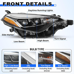 Headlight Assembly Replacement for 2017 2018 2019 Toyota Corolla SE XLE XSE Seda
