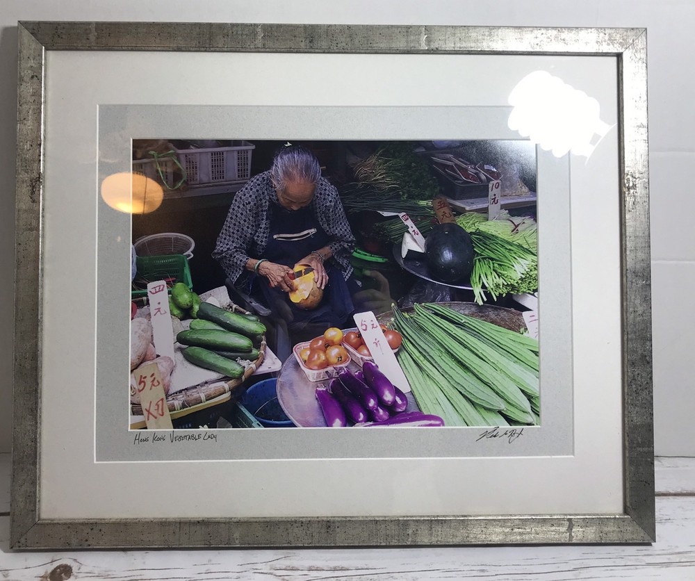 FRAMED PHOTOGRAPH – Hong Kong Market Signed 17.5 X 21.5