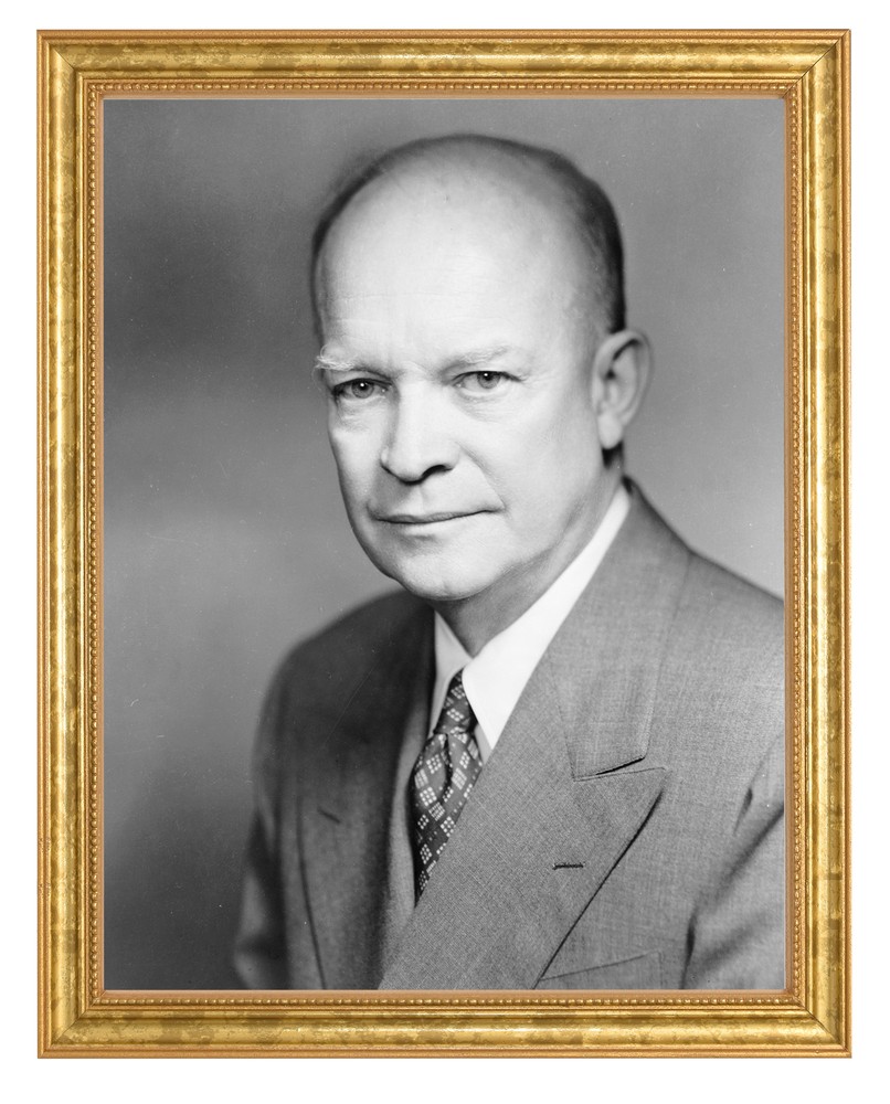 Dwight D. Eisenhower Photograph in a Aged Gold Frame