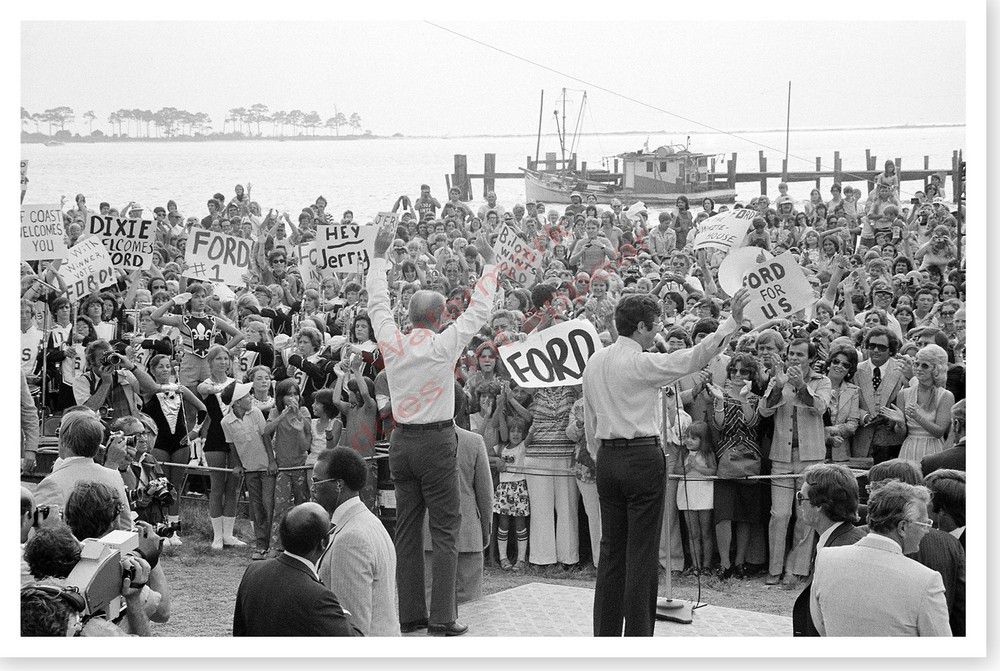 US President Gerald Ford 1976 Campaign Biloxi Mississippi Silver Halide Photo