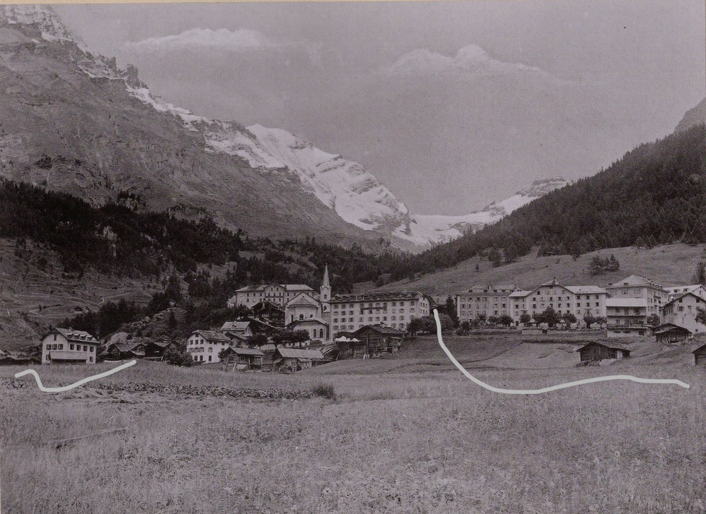 22x16cm – Vintage Photo from 1894 Switzerland Bad Lenk: Panorama