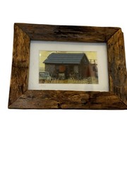 Signed Vintage Barn Photograph 1987 Framed Rustic Farmhouse Cabin Wall Art 9×8