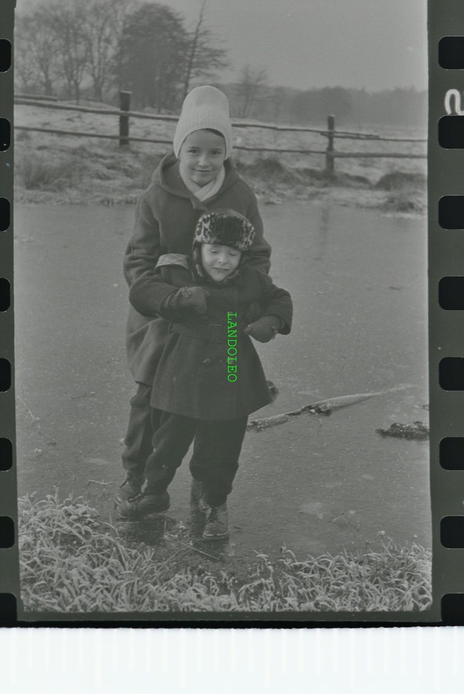 Negative – Boy and Girl on Frozen Lake East Germany 1950s
