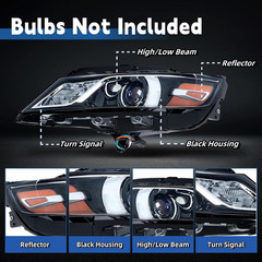 Headlights Assembly Halogen Replacement for Impala 2015-2020 Housing Black Lamp