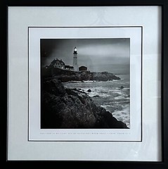 Portland Head Lighthouse Black & White, Framed & Matted Inspirational Psalm 27:1