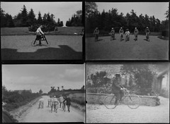 Lot of 11 negatives on glass plate. Portrait with bikes. Format 9×12 cm