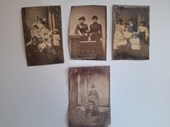 4 x Ferrotypes Portrait Photo Family Photography on Tin Circa 1900