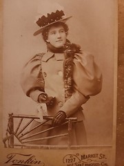 Vtg Tonkin Sf Portrait Ofba Lady White Black Hat Boa And A Jacket With Big Puff